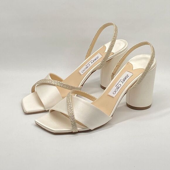 Jimmy Choo Plum Satin & Glitter Slingback Sandals size 39 - Picture 5 of 12